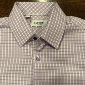 DUCHAMP LONDON Men's Check Plaid Tailored Fit Button up Shirt purple size 14.5 S